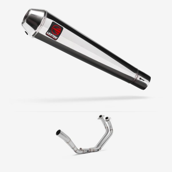 Lextek AC1 Polished Classic Exhaust System 350mm for Yamaha YZF R3 (18-20)